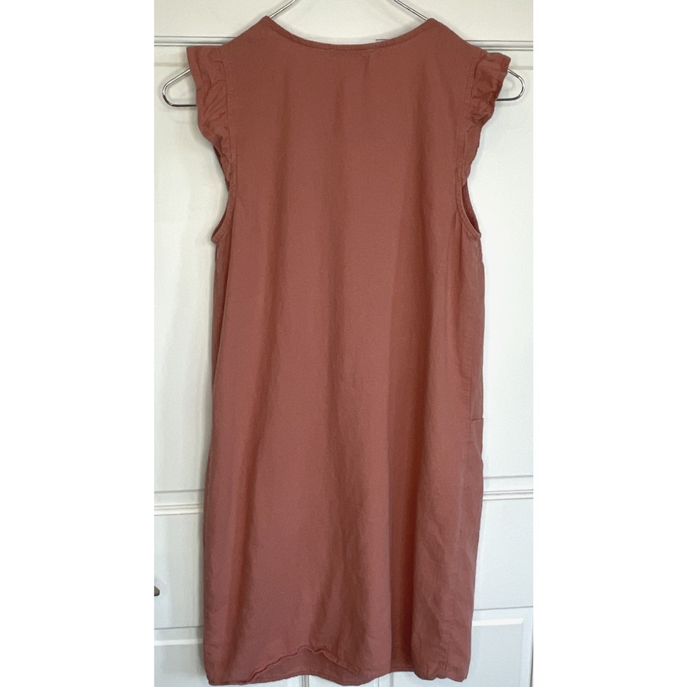 Monteau Linen Blend Dress Women's Size S Ruffle Sleeve Lagenlook Boho Coastal - Picture 8 of 9